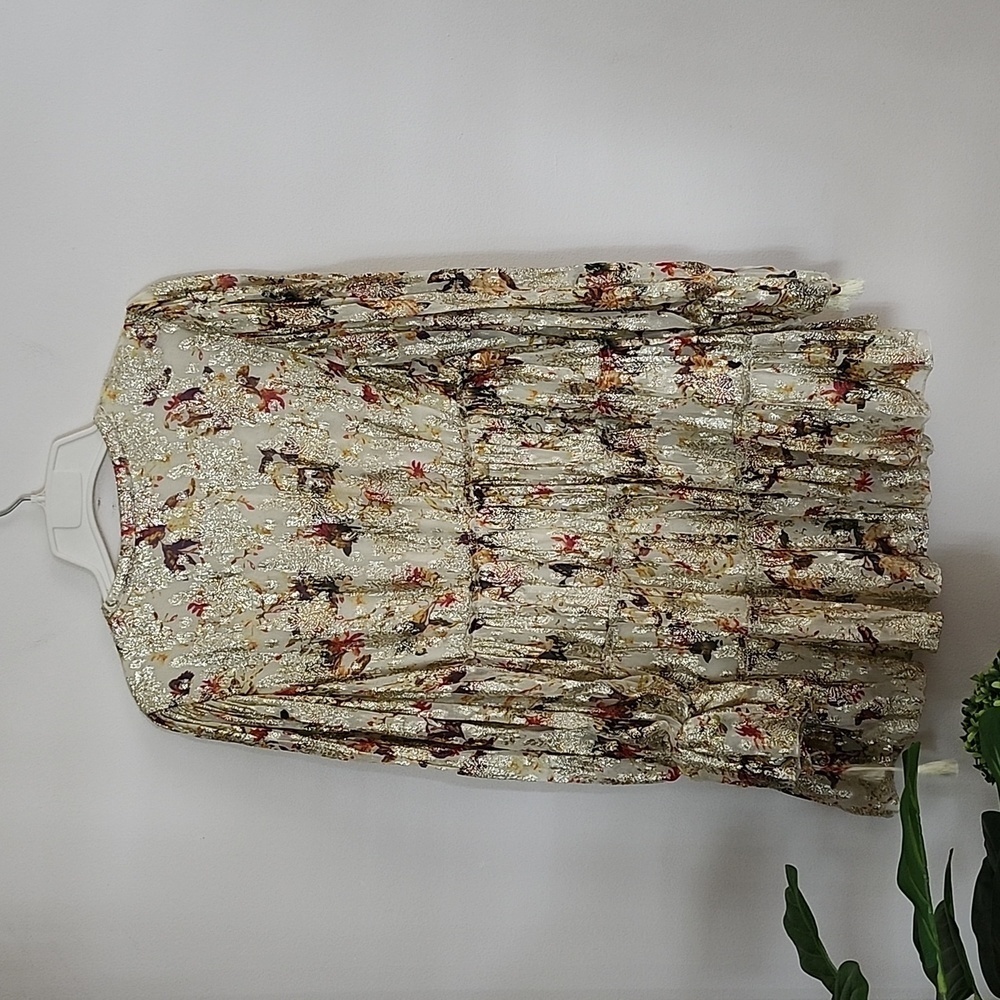 Rococo Sand Cara Mini Dress metallic gold floral free people womens Size large - Picture 11 of 15
